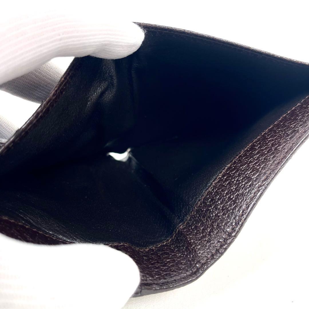 グッチ　折り財布　ロゴプレート　GGキャンバス　スクエア　コンパクト　レザー　美