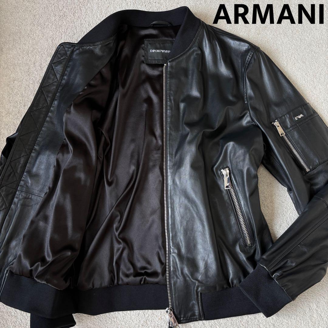 極美品 エンポリオアルマーニ 黒タグ レザージャケット 2WAY 2XLサイズ