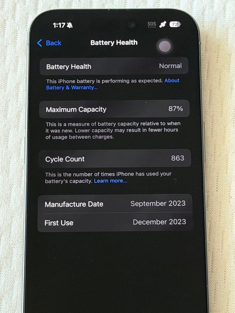 iPhone 15 Pro 256 GBシャッター音無し 海外版