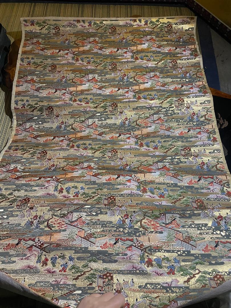 希少 表装用裂地 金襴《平安源氏物語》 裏打済　生地反物金襴七条袈裟