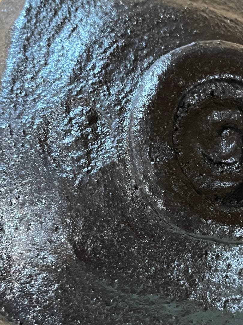 黒茶碗　佐々木昭楽作 長次郎写　ムキ栗茶碗