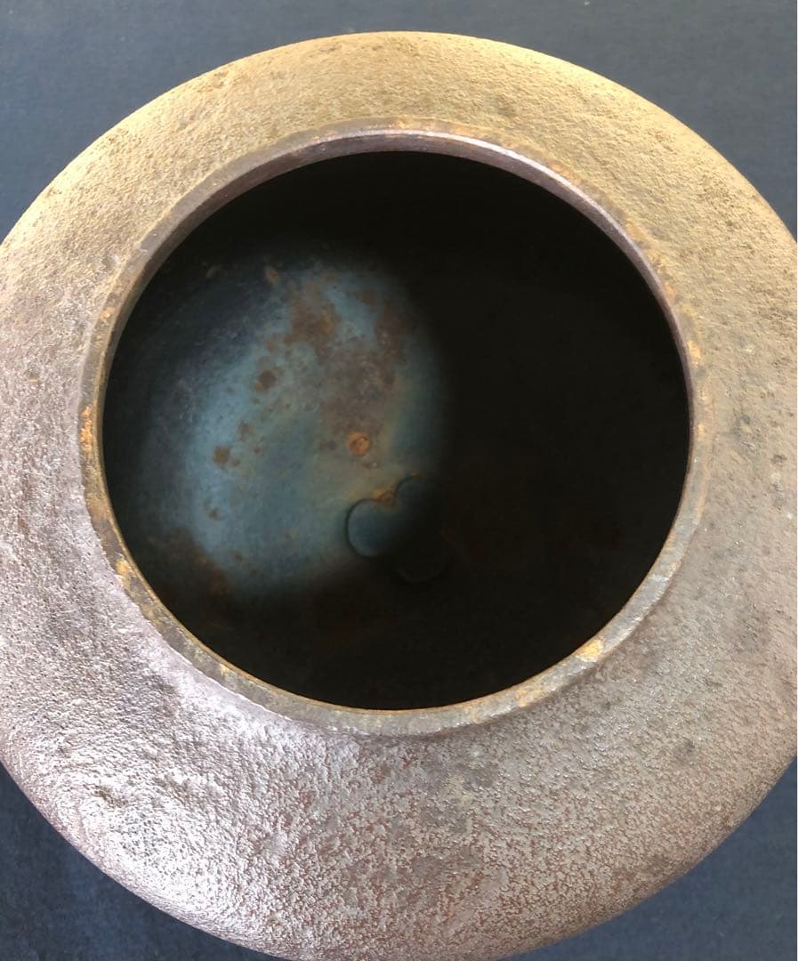 《R》茶道具 阿弥陀釜 鐶付 釜師 高橋敬典作 共箱　260121き6