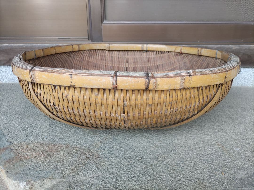 昭和レトロ　特大　丸型　竹ザル　竹かご　竹細工
