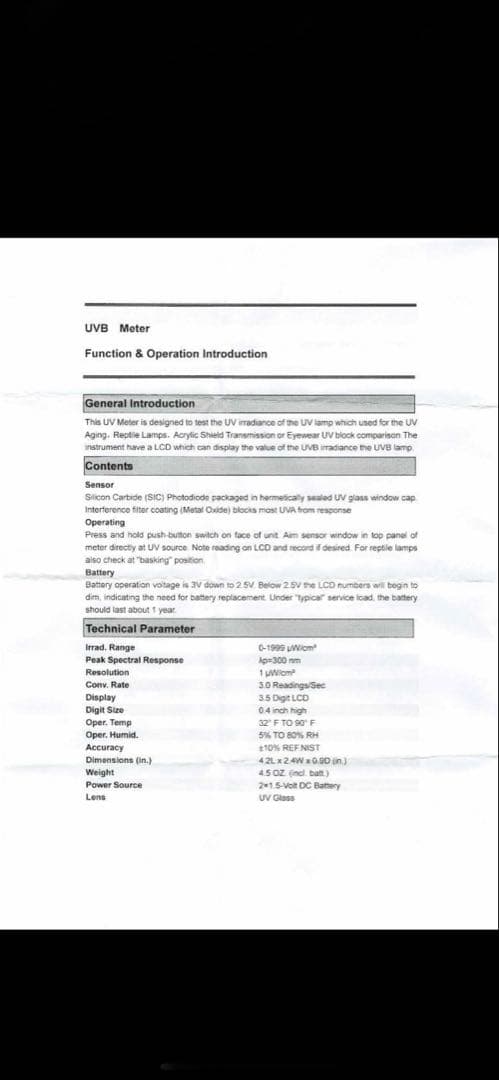 爬虫類飼育用 UVB測定器 RGM-UVB 紫外線計測器