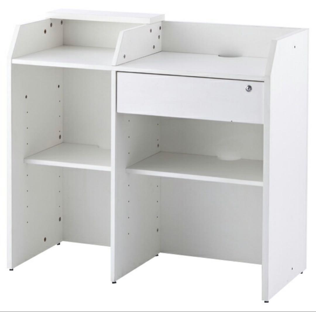 ホワイトオフィスカウンター キャッシュトレイ付き