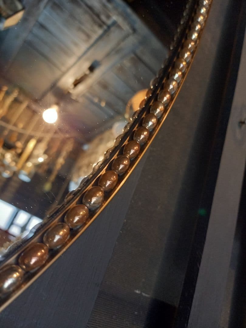 ヴィンテージ　オーバル形　真鍮製　エンジェル　トップ　パール　ビーズ　　ミラー