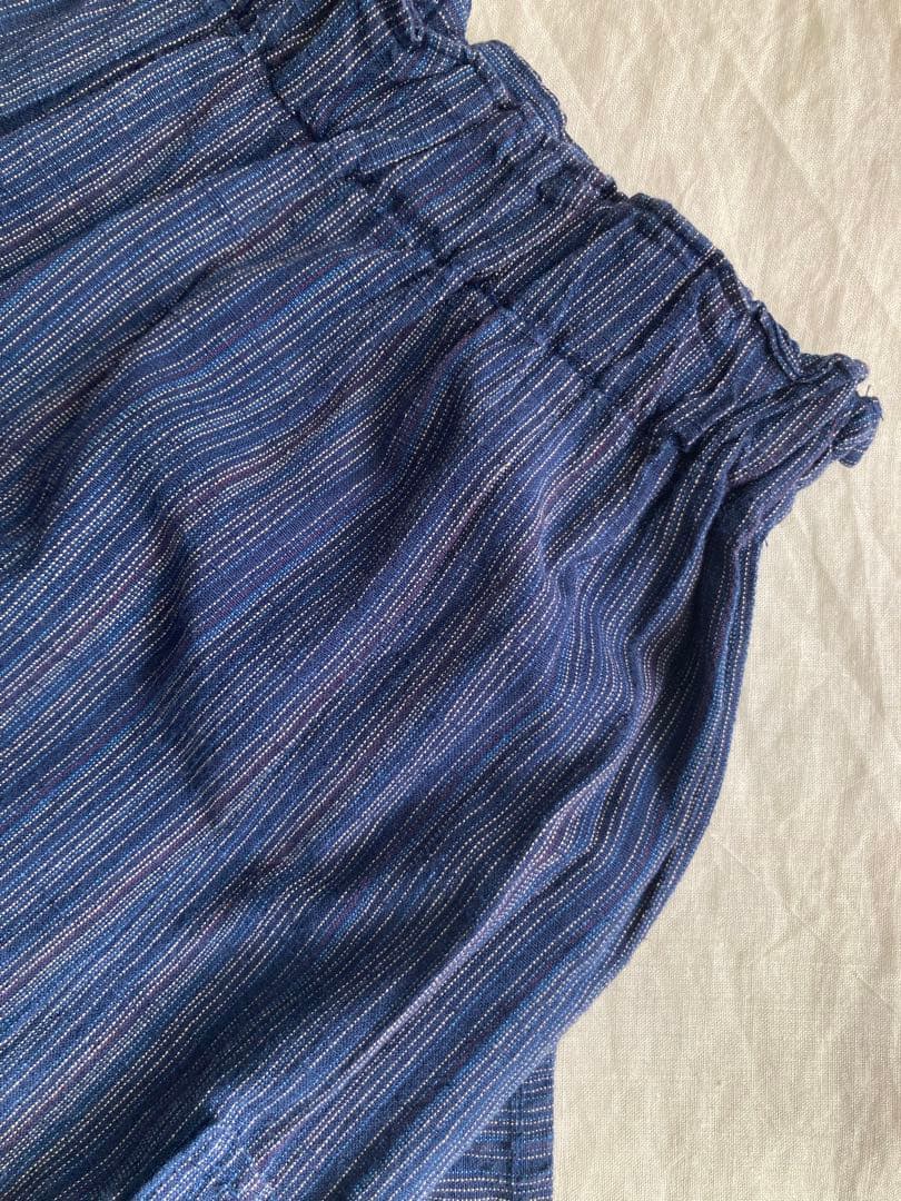 はらっぱ 会津木綿キュロットパンツ (はかま丈) やたら紺