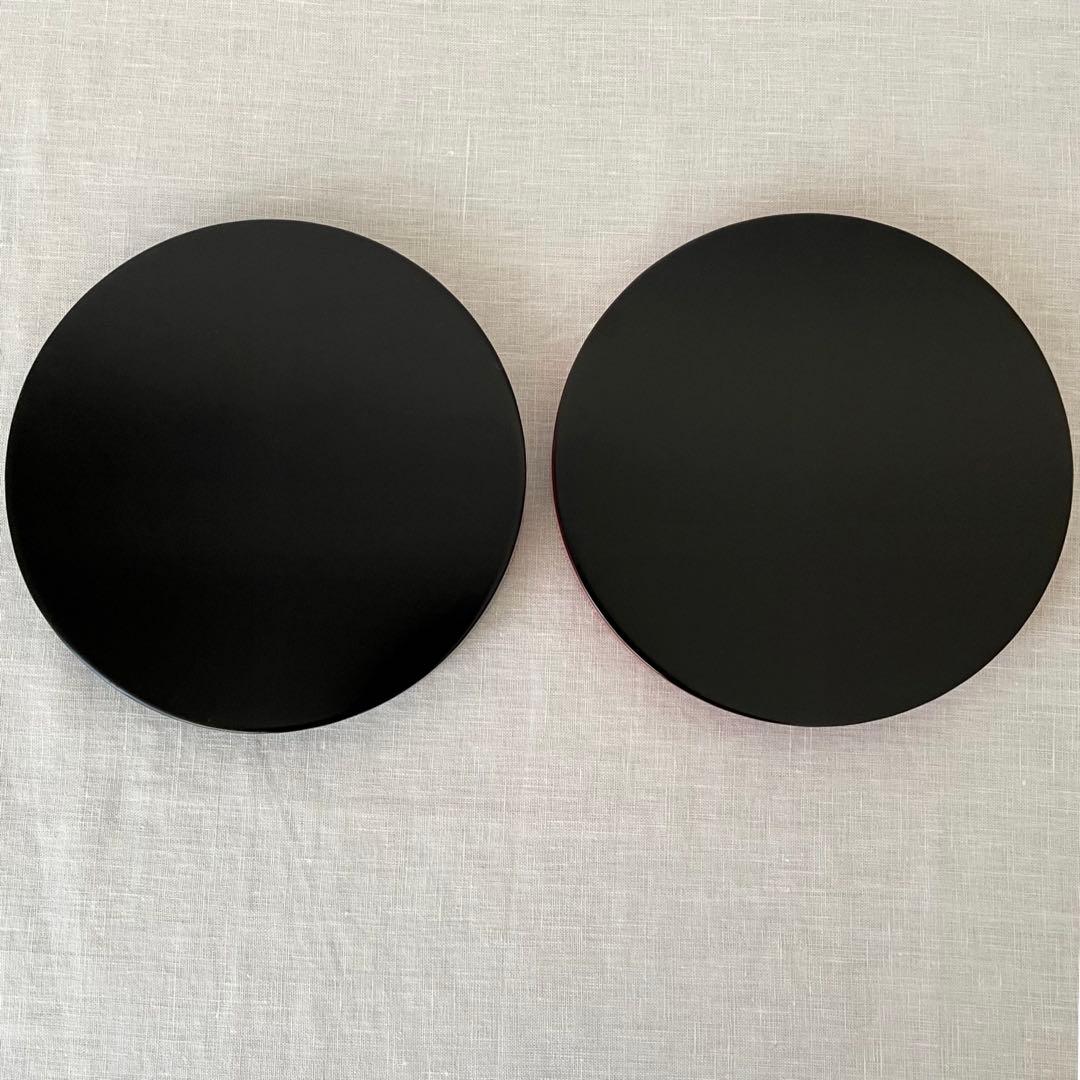 輪島塗 極上本堅地 丸盆 黒塗・朱塗 2枚セット 18cm お盆