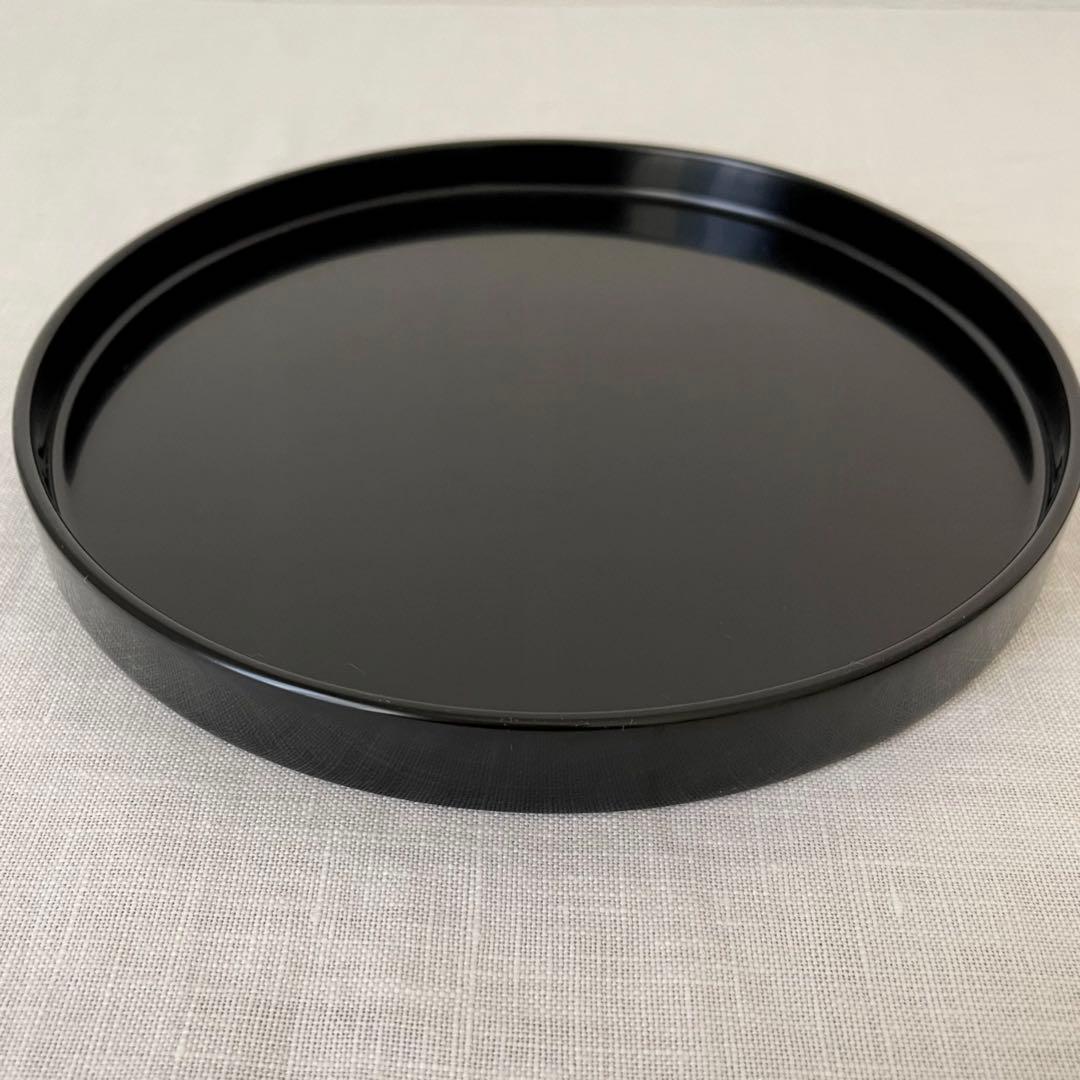 輪島塗 極上本堅地 丸盆 黒塗・朱塗 2枚セット 18cm お盆