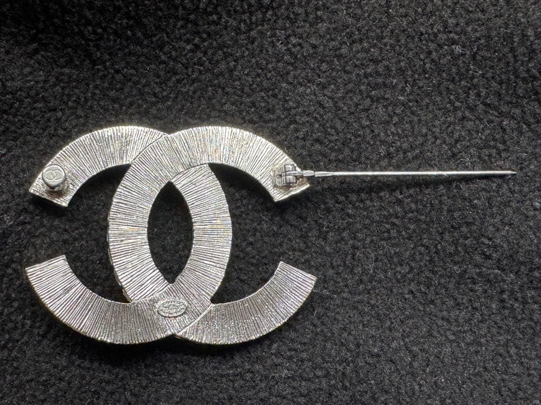 CHANEL ココマーク ブローチ ラインストーン バゲットストーン シルバー