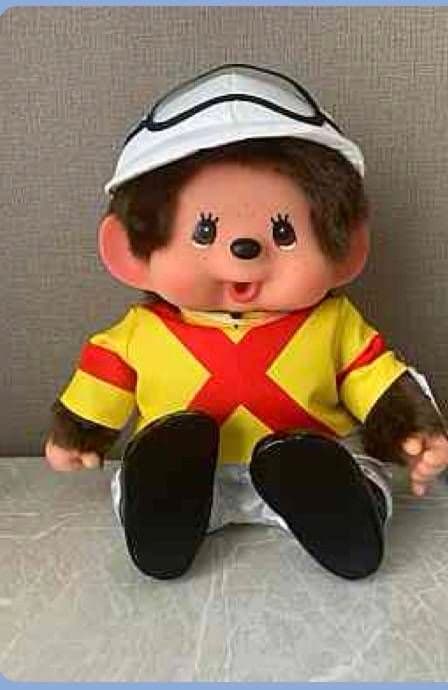 JRA【非売品】 ジャスティンパレス勝負服モンチッチ ぬいぐるみ 約30cm