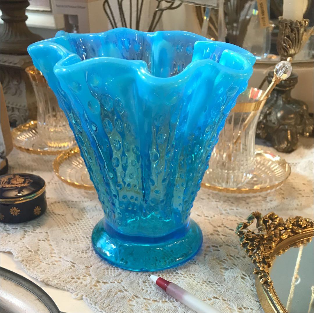 貴重！オールドフェントン fenton アートガラス花瓶 アンティーク アメリカ