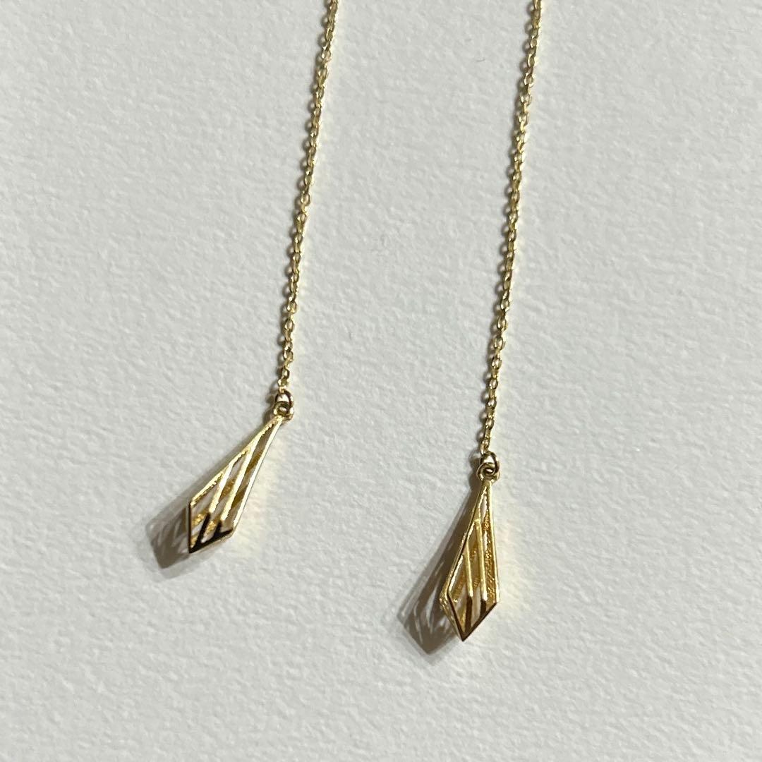 K18 ロングチェーンピアス