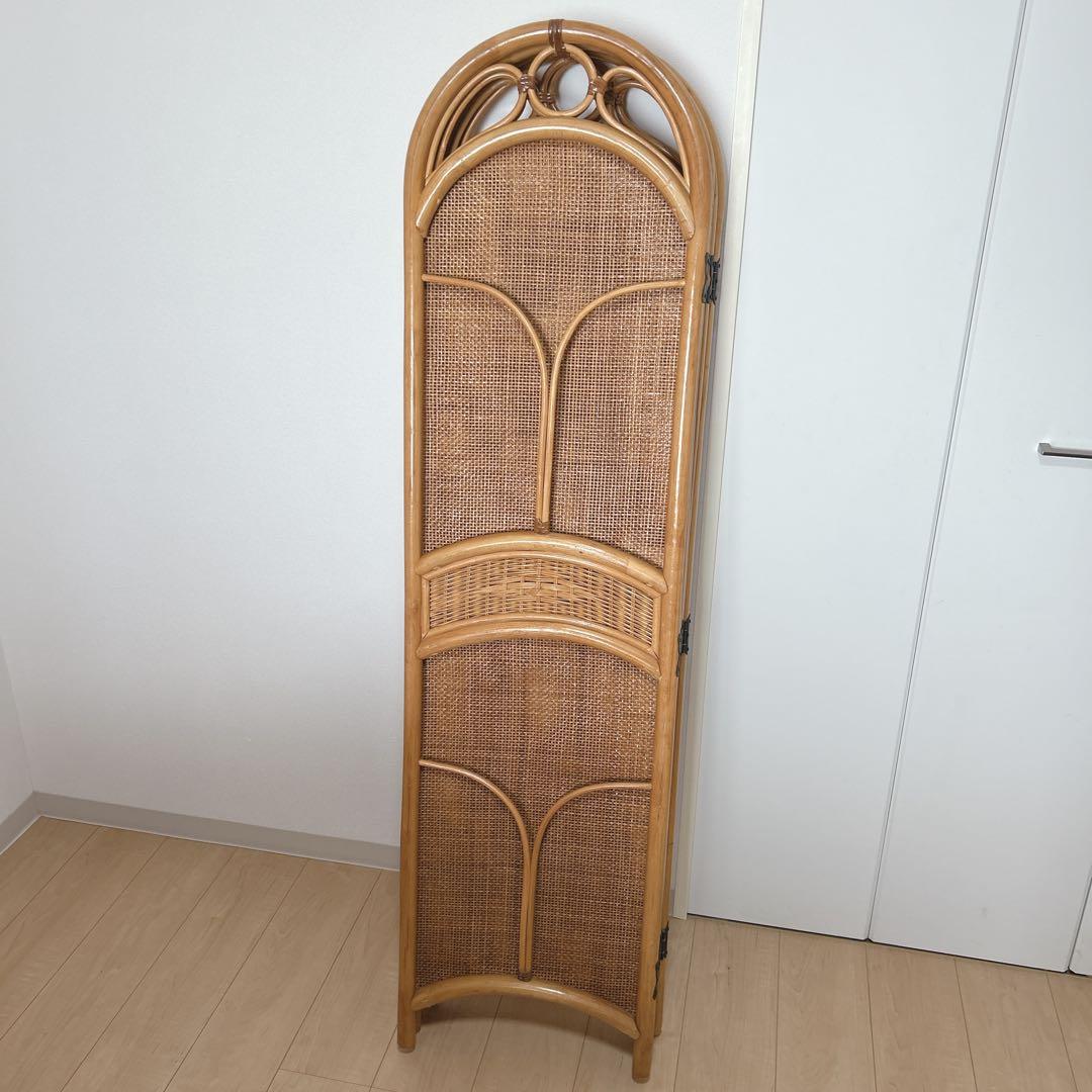 昭和レトロ エスニック ラタン 4連 パーテーション 間仕切り 仕切り