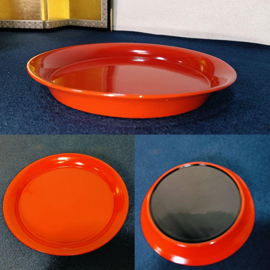 AN14 時代物 木製朱漆塗り 菓子皿 10客 懐石 会席 茶道具