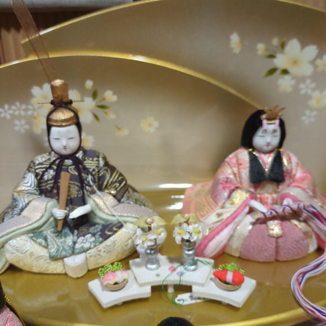 木村一秀 木目込雛人形 5人セット 金彩飾り台付き