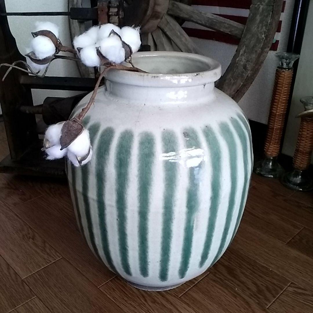 明治〜江戸期辺りの古信楽焼壺/すだれ茶壺