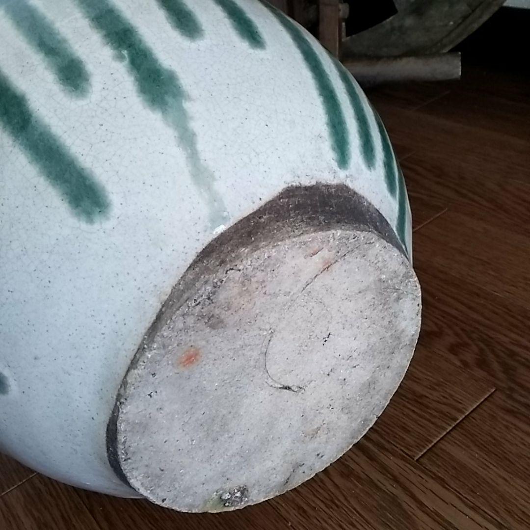 明治〜江戸期辺りの古信楽焼壺/すだれ茶壺