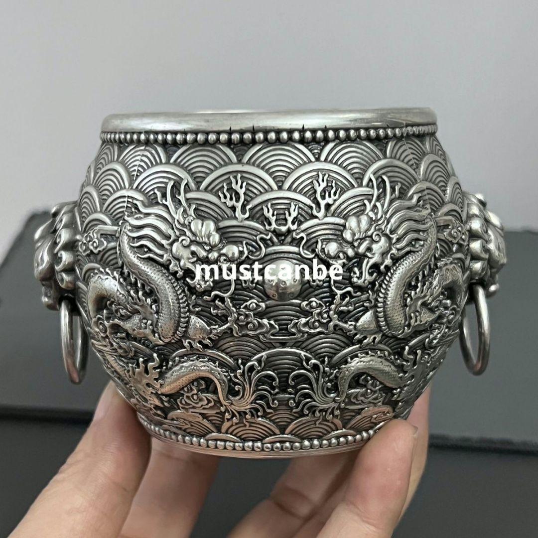 銅器 竜騰四海竜壺 香炉 筆洗 茶台 文机 事務室 開運風水 招財 工芸品 置物