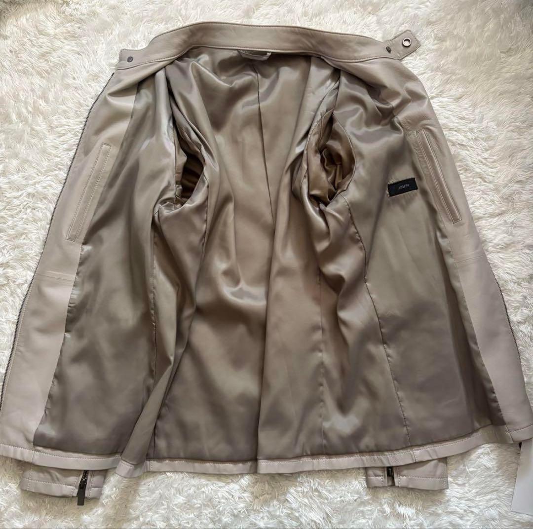 新品　ジョゼフオム　ライトラムナッパレザー　ライダースジャケット　ベージュ　52