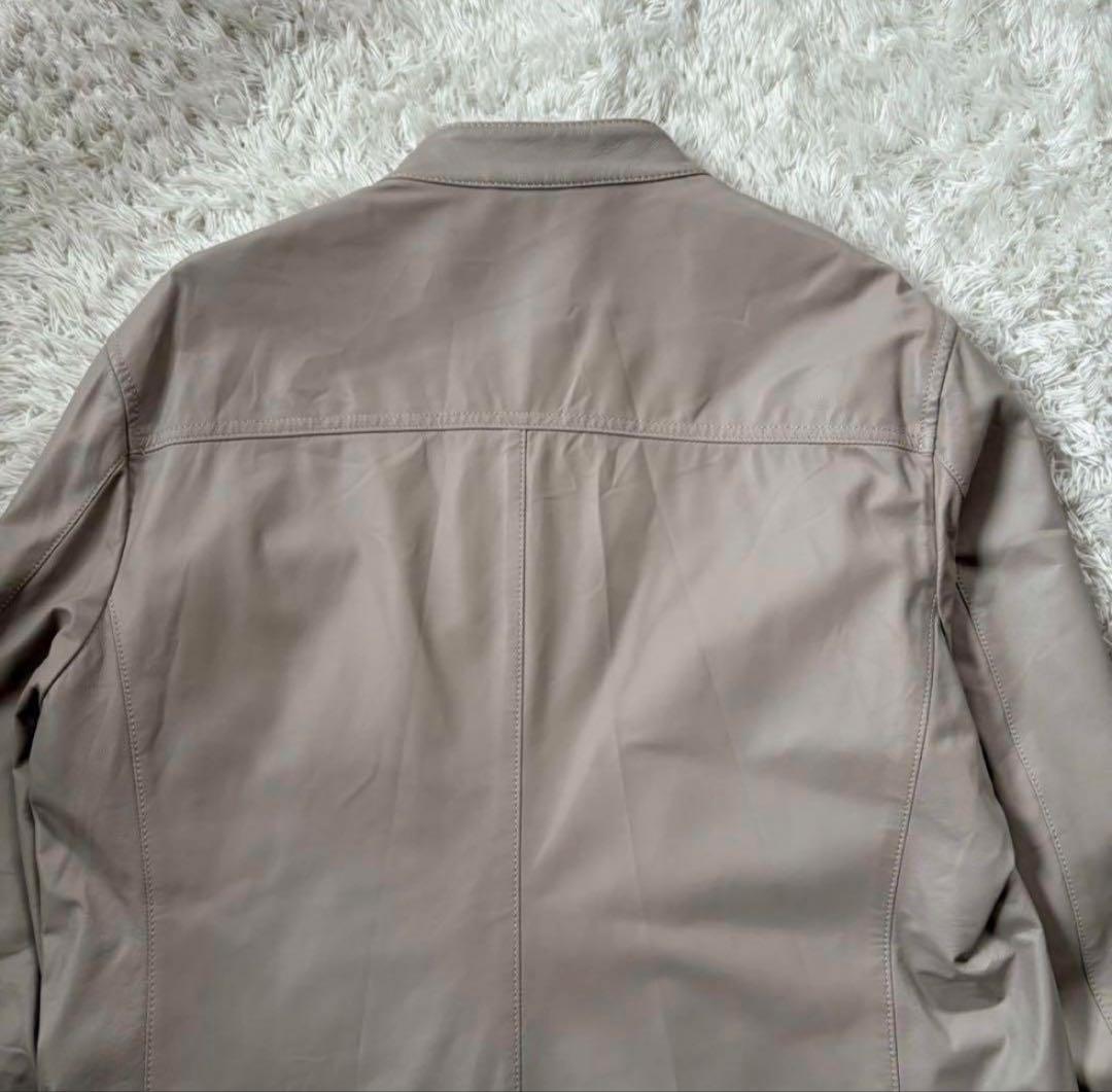 新品　ジョゼフオム　ライトラムナッパレザー　ライダースジャケット　ベージュ　52