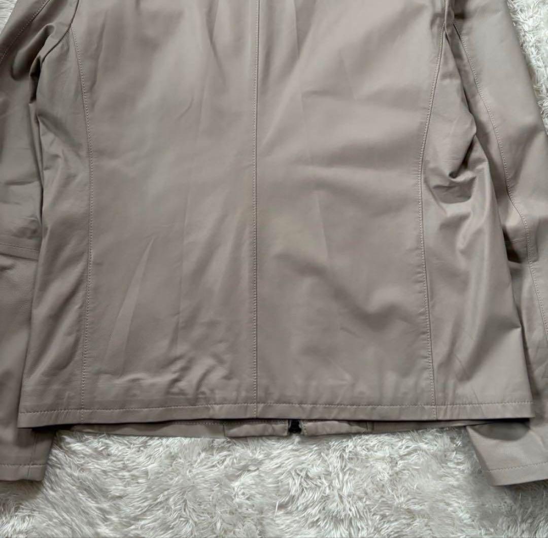 新品　ジョゼフオム　ライトラムナッパレザー　ライダースジャケット　ベージュ　52