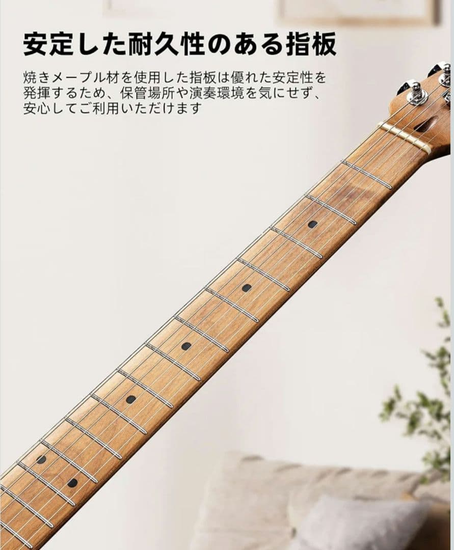 エレキギター ステンレスフレットローステッドメイプルネック アンプ付き