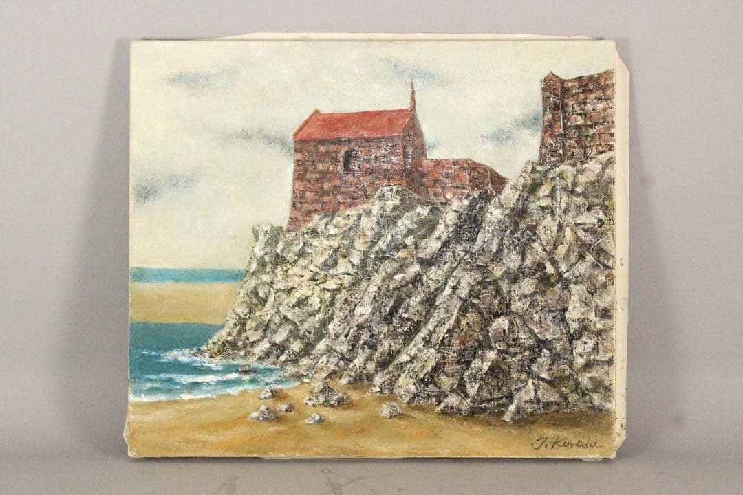 No5301 額装　黒田保「モン・サン・ミッシェル」　油彩画　F10号　送料無料