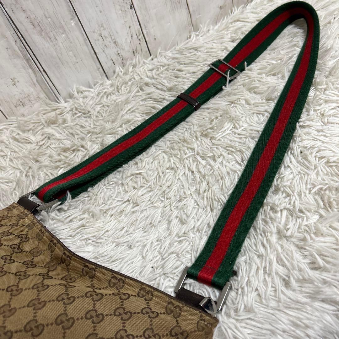 GUCCI GGキャンバス　シェリーライン ショルダーバッグ　ロゴ　レザー