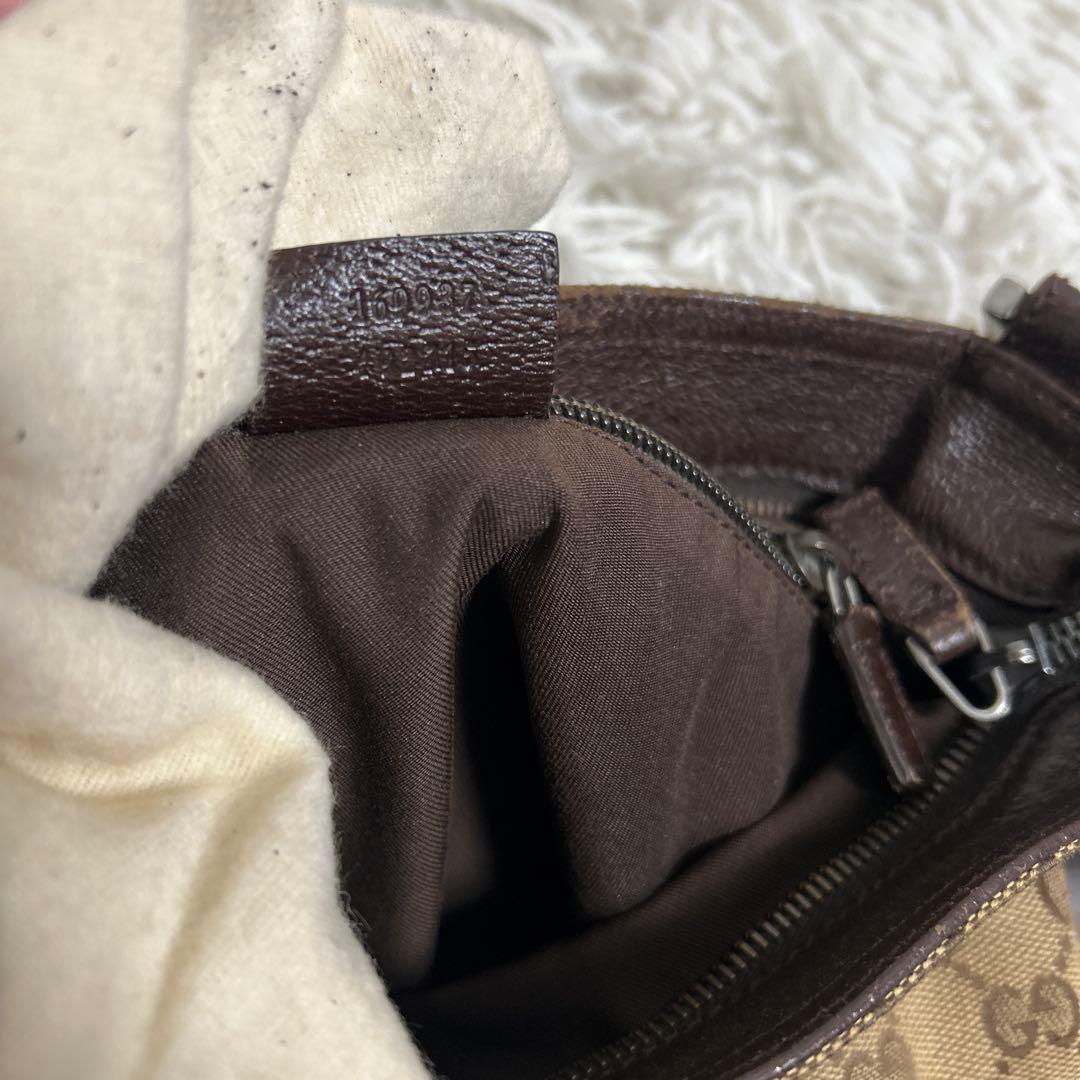 GUCCI GGキャンバス　シェリーライン ショルダーバッグ　ロゴ　レザー