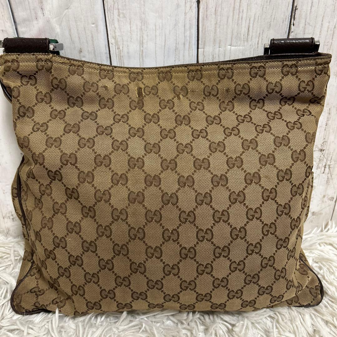 GUCCI GGキャンバス　シェリーライン ショルダーバッグ　ロゴ　レザー