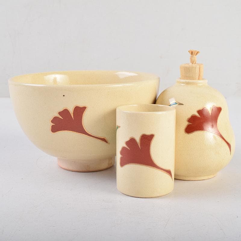 茶道具　利休茶箱　原平作　茶碗　朱塗　棗など　八点　一式　M　R9461