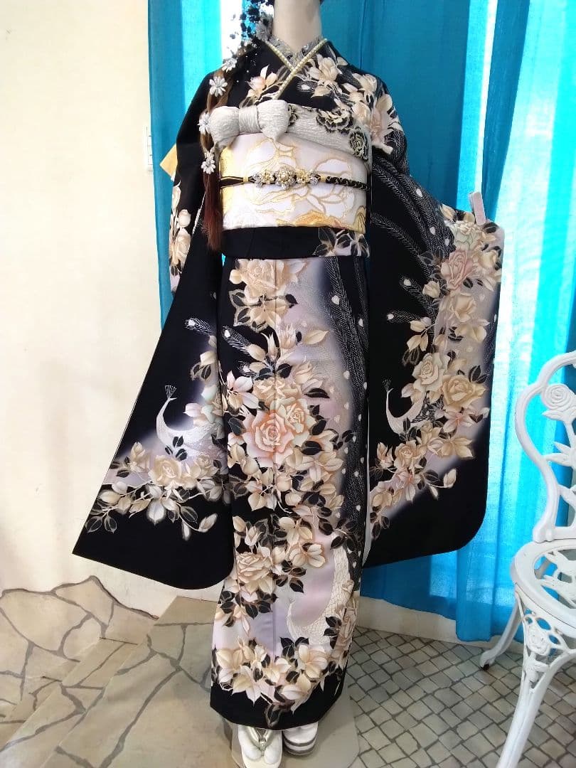 振袖フルセット、鈴乃屋振袖成人式、重ね衿帯揚げ帯締め、西陣袋帯、襦袢、ガード加工