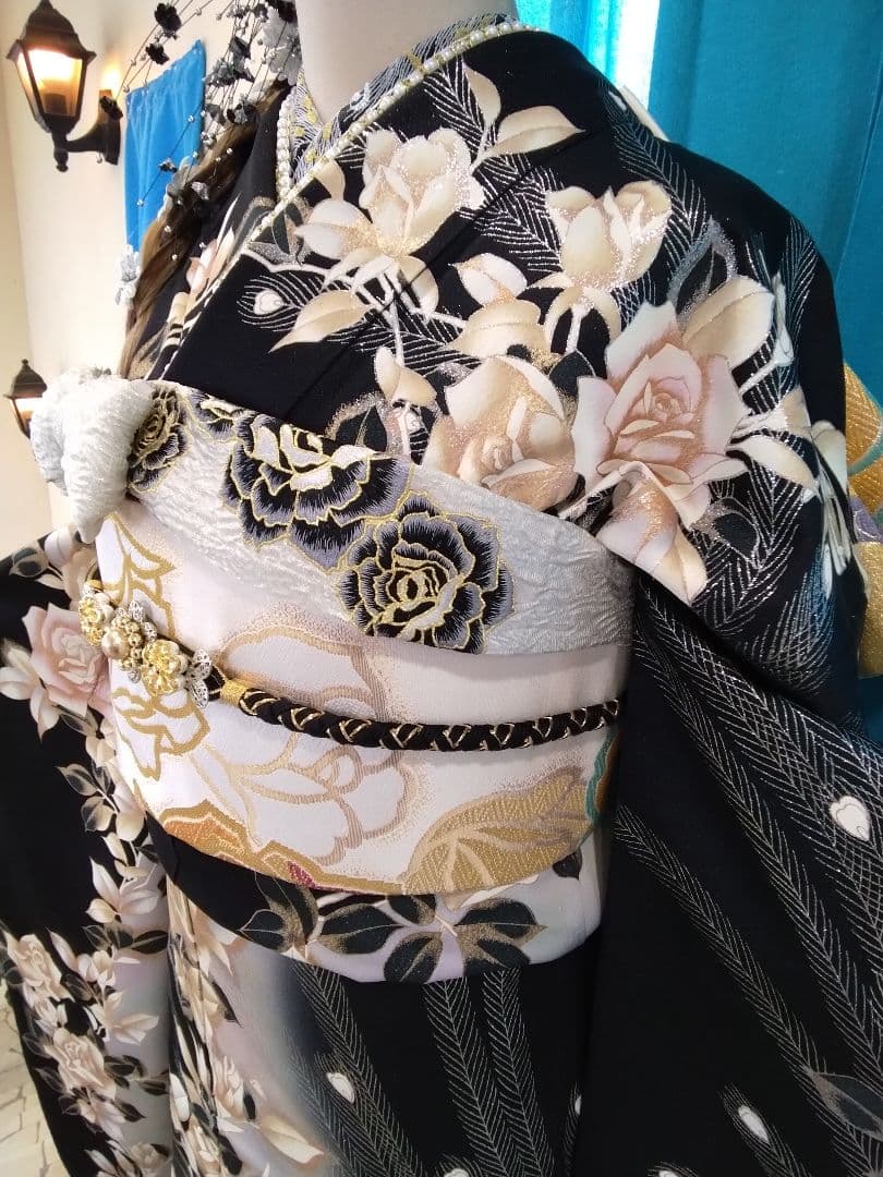 振袖フルセット、鈴乃屋振袖成人式、重ね衿帯揚げ帯締め、西陣袋帯、襦袢、ガード加工