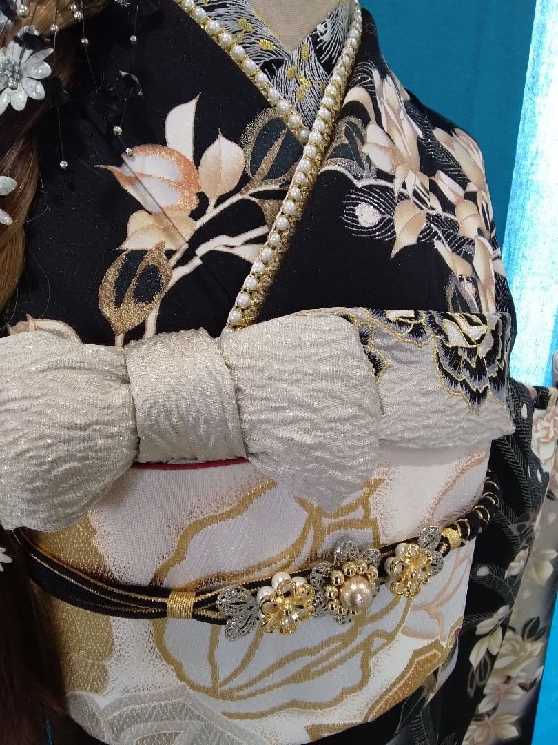 振袖フルセット、鈴乃屋振袖成人式、重ね衿帯揚げ帯締め、西陣袋帯、襦袢、ガード加工