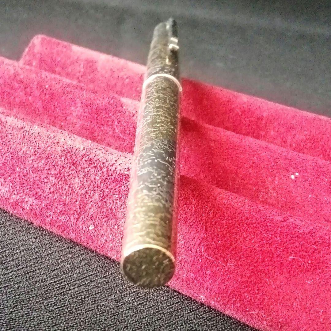 逸品　プラチナリビエール銀河　スターリングシルバーに本金焼き付け万年筆　金銀触刻