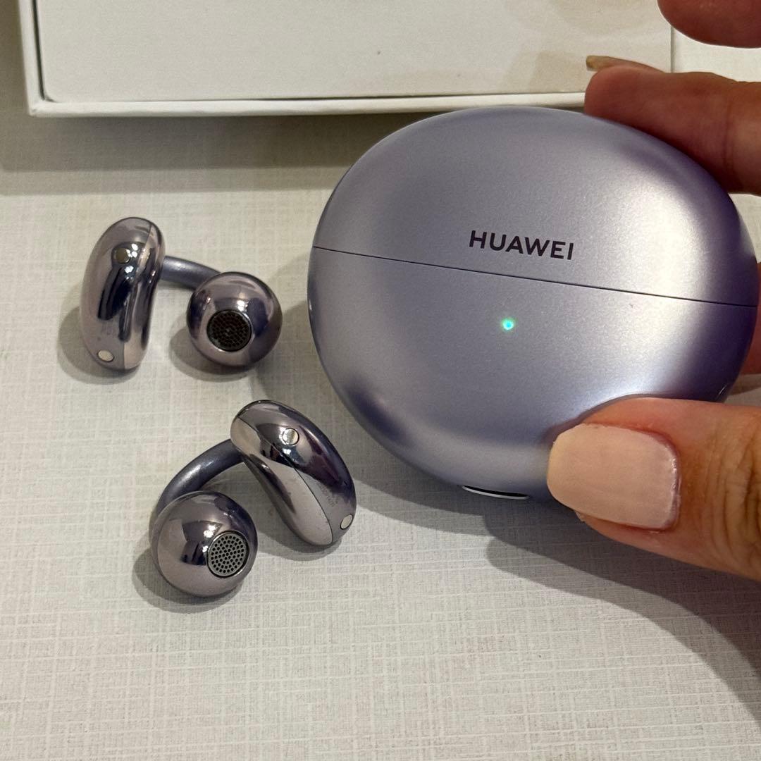 美品 Huawei Free Clip ワイヤレスイヤホン パープル