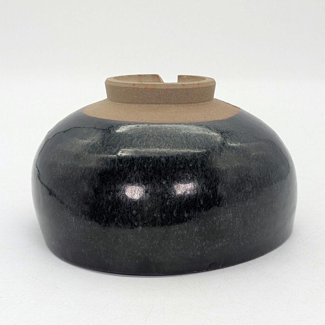 岡山県重要無形文化財 黒井一楽 虫明焼 黒釉茶盌「寿山」 用心箱 抹茶碗 茶道具