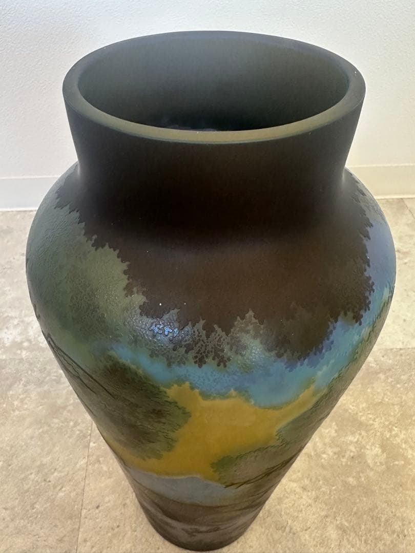 ルーマニア　チップガレ工房　TIP Galle 風景文花瓶　エミール　ガレ　箱入