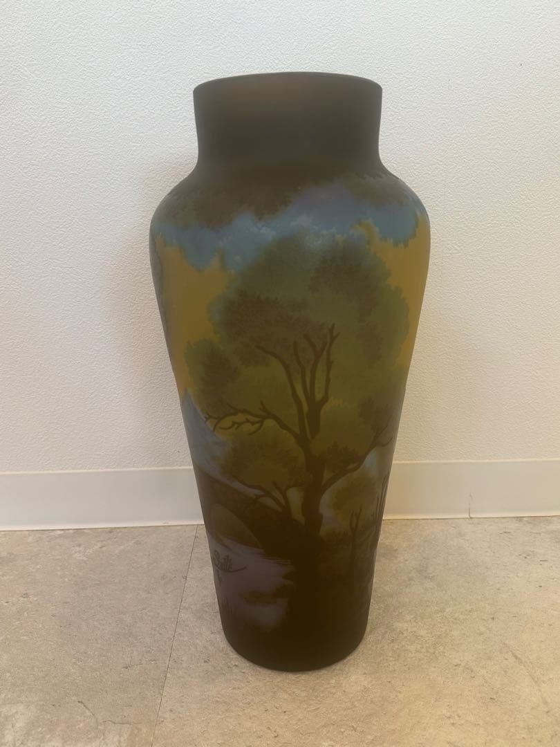 ルーマニア　チップガレ工房　TIP Galle 風景文花瓶　エミール　ガレ　箱入