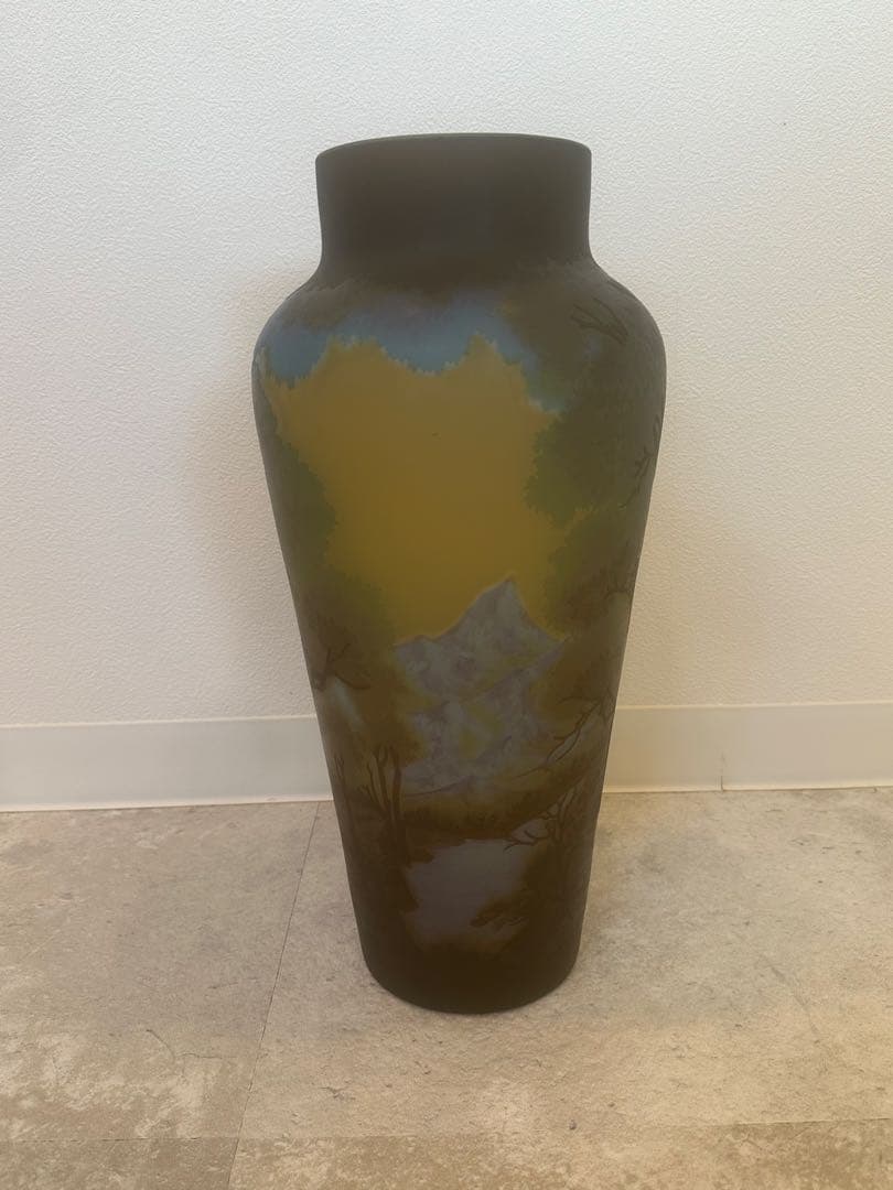 ルーマニア　チップガレ工房　TIP Galle 風景文花瓶　エミール　ガレ　箱入