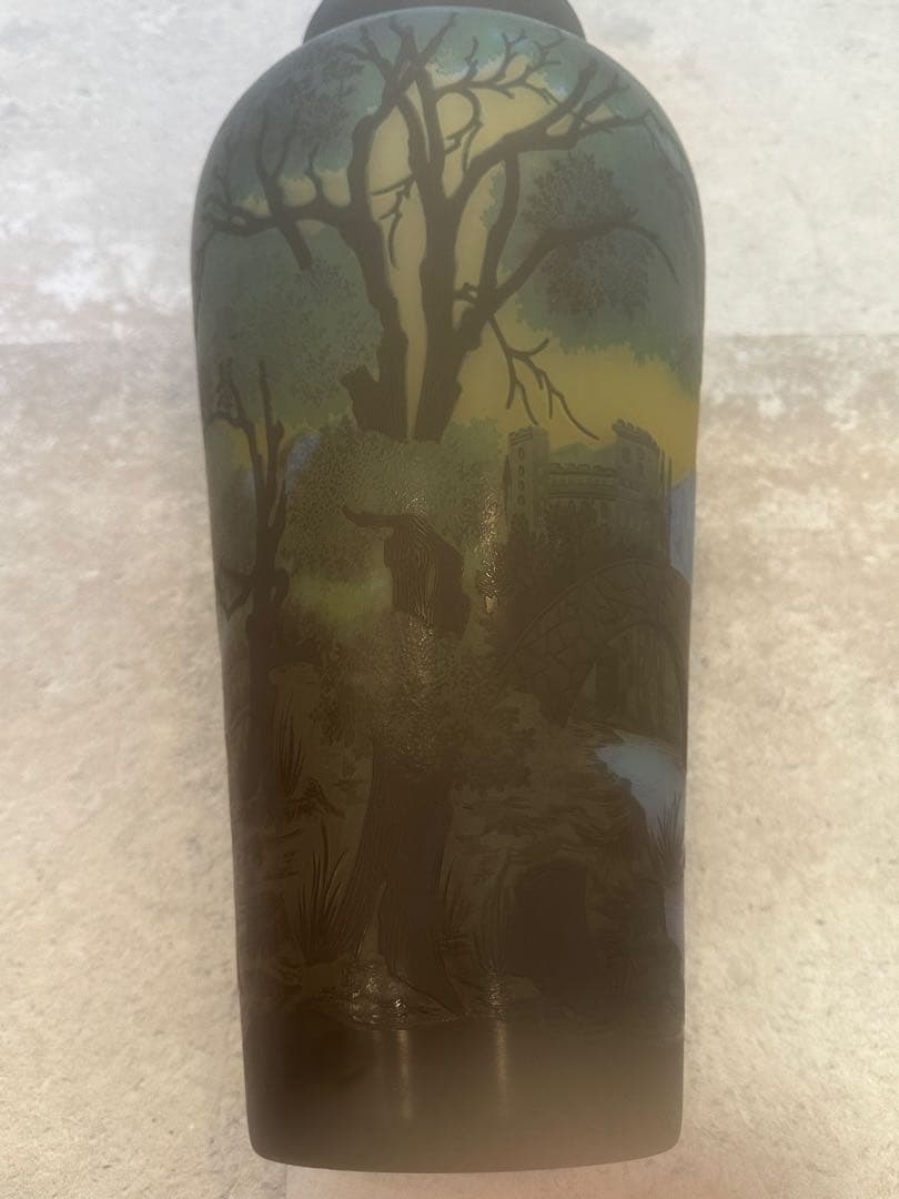 ルーマニア　チップガレ工房　TIP Galle 風景文花瓶　エミール　ガレ　箱入