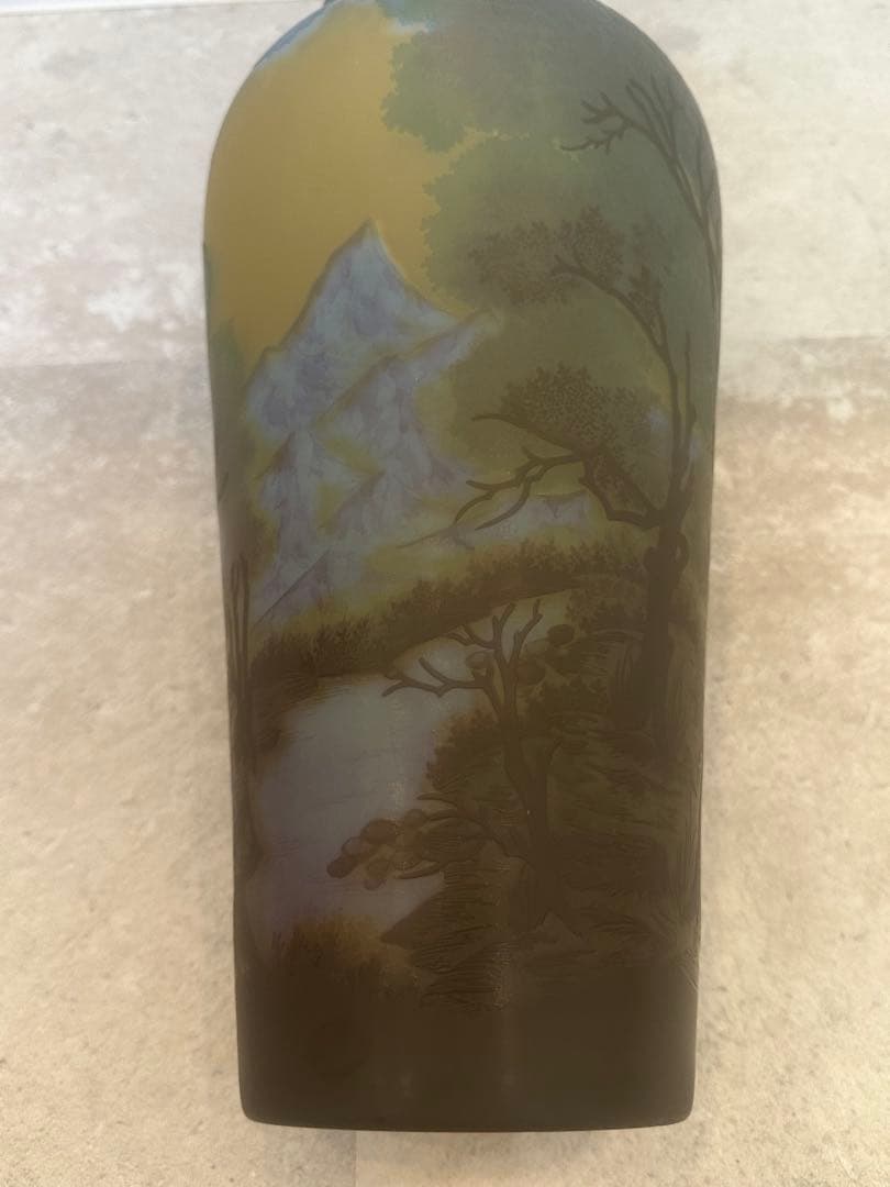 ルーマニア　チップガレ工房　TIP Galle 風景文花瓶　エミール　ガレ　箱入