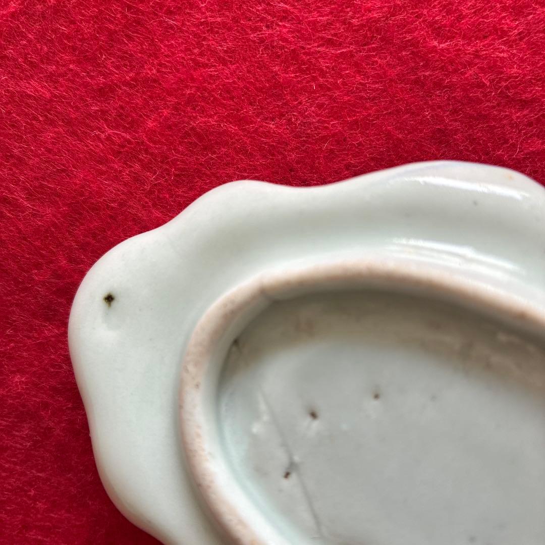 古伊万里　蒟蒻印判　菊花文　変形皿　江戸