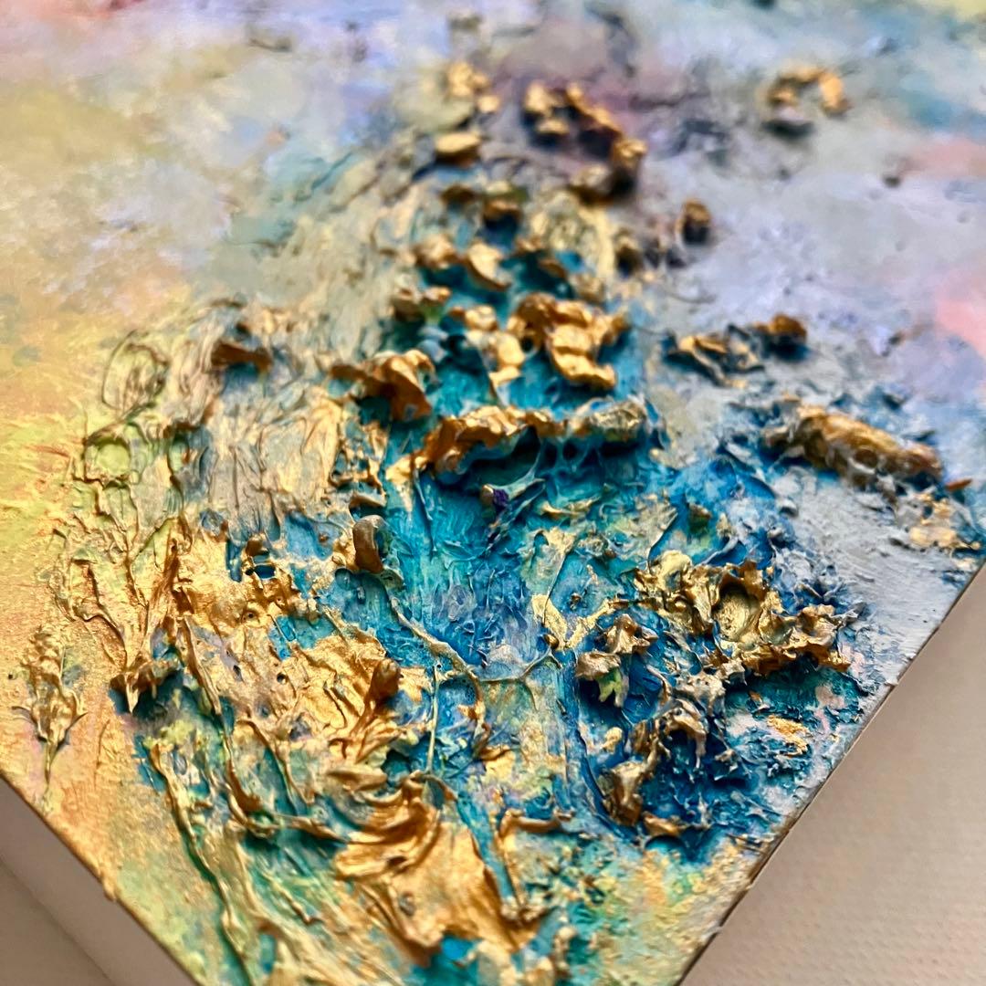 holiday＊木製パネル　絵画　原画　抽象画　テクスチャーアート　冬　モダン