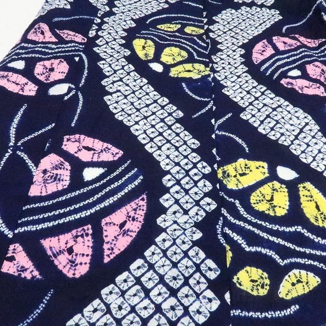 Y3195◆美品 有松鳴海絞り 綿 背当て付 手縫い 毬 高級浴衣 洗える夏着物
