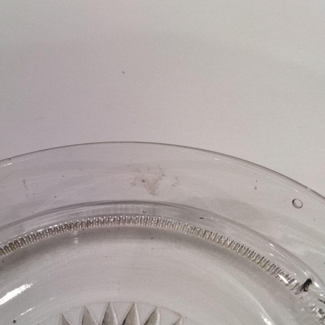 R392 江戸期 義山切子 円形小皿 5枚 ギヤマン ガラス　H