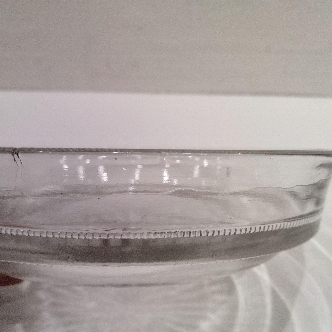 R392 江戸期 義山切子 円形小皿 5枚 ギヤマン ガラス　H