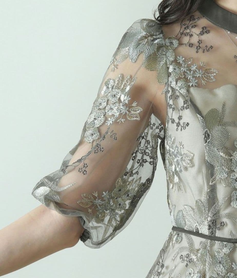 美品✨Kana シック フラワー刺繍 パーティー ドレス 結婚式 オケージョン