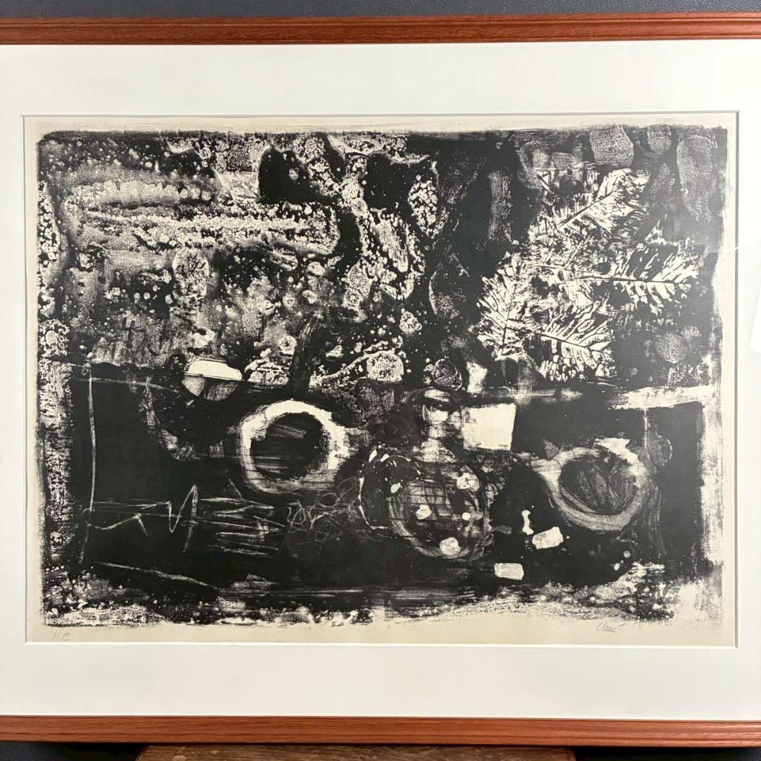 アントニ・クラーベ「枯葉の静物」大作 リトグラフ 直筆サイン入 額縁入 抽象画